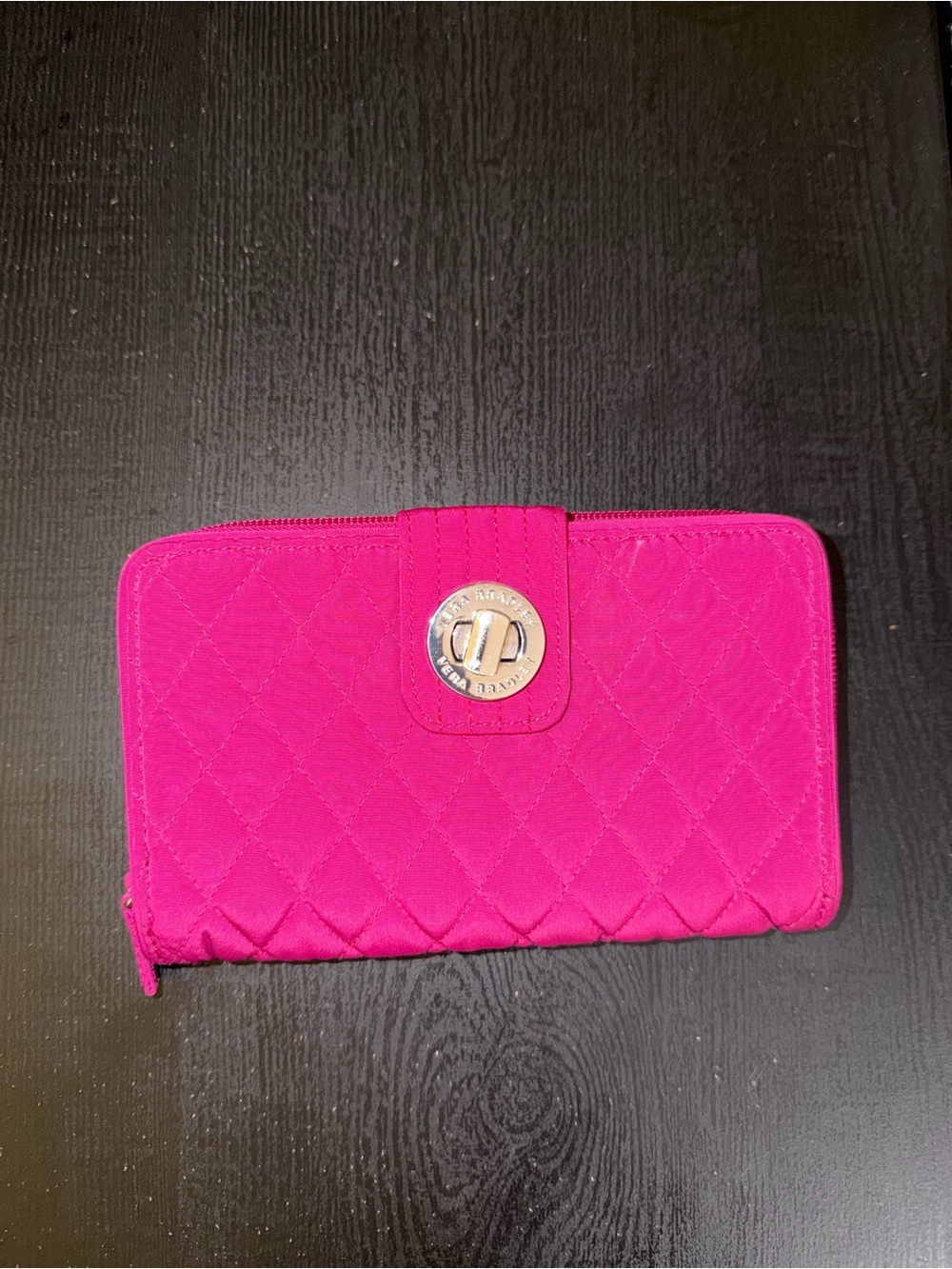 Vera Bradley Hot Pink Quilted Zip-Around Wallet with Turn-Lock